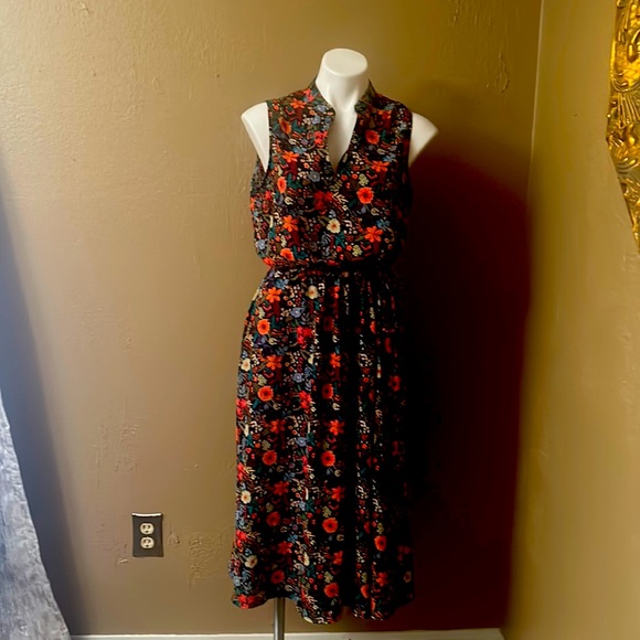 Anne Klein floral midi length tie waist dress - Picture 1 of 4